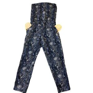 Express Snake Print Strapless Jumpsuit Pockets XS #296J